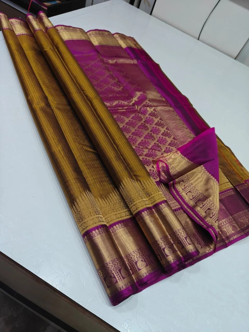 Bronze Gold Pure Kanchipuram Silk Saree